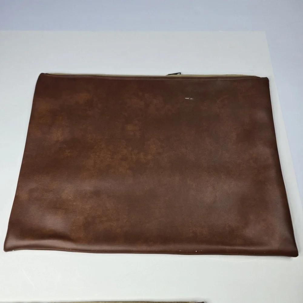 2 Vintage AMWAY Document Folio Zipper Case Portfolio in‎ Brown Faux leather